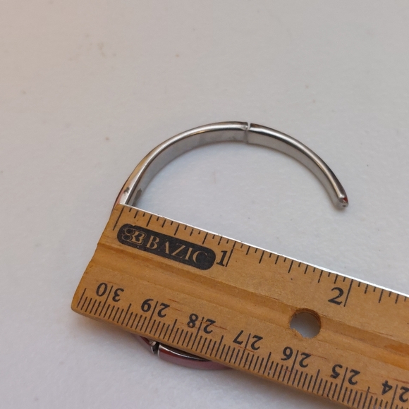 Pink Purple Tones Iridescent MOP Shell Inlay Silver Tone Cuff Bracelet - Picture 5 of 5